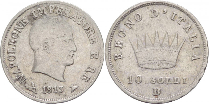 Bologna - Napoleone Bonaparte, Re d'Italia (1805-1814) - 10 soldi - 1813 - Gig. ...