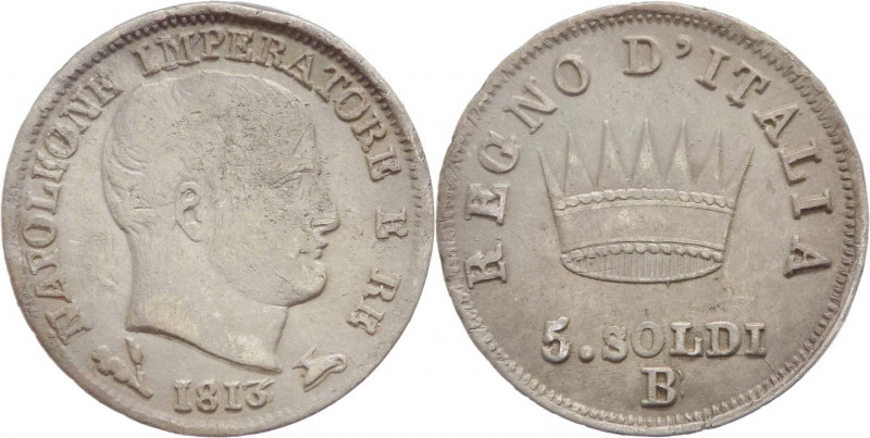 Bologna - Napoleone Bonaparte, Re d'Italia (1805-1814) - 5 soldi - 1813 - Gig. 1...