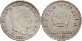 Bologna - Napoleone Bonaparte, Re d'Italia (1805-1814) - 5 soldi - 1813 - Gig. 190 - gr. 1,21 - Ag - RARO (R)
mBB



SHIPPING ONLY IN ITALY - SPE...