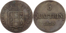 Firenze - Granducato di Toscana - Leopoldo II (1824-1859) - 5 Quattrini 1830 - P.174 - Cu - gr.3,28
mBB



SHIPPING ONLY IN ITALY - SPEDIZIONE SO...