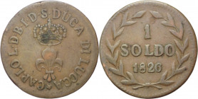 Lucca - Carlo Ludovico di Borbone (1824-1847) 1 Soldo 1826 - NC - Cu
MB/BB



SHIPPING ONLY IN ITALY - SPEDIZIONE SOLO IN ITALIA