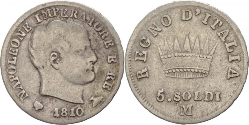 Milano - Napoleone I Re d'Italia (1805-1814) - 5 soldi 1810 - Pag. 54 - Ag
qBB...