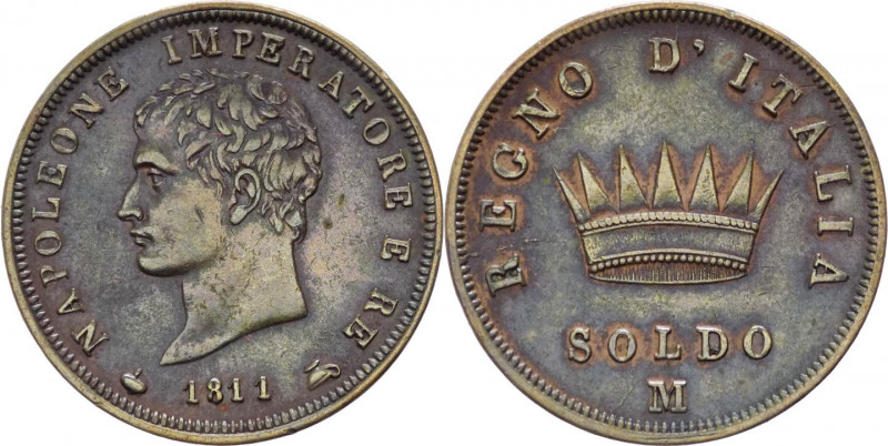 Milano - Napoleone I Re d'Italia (1805-1814) - 1 soldo 1811 - Gig. 213 - Cu
mBB...