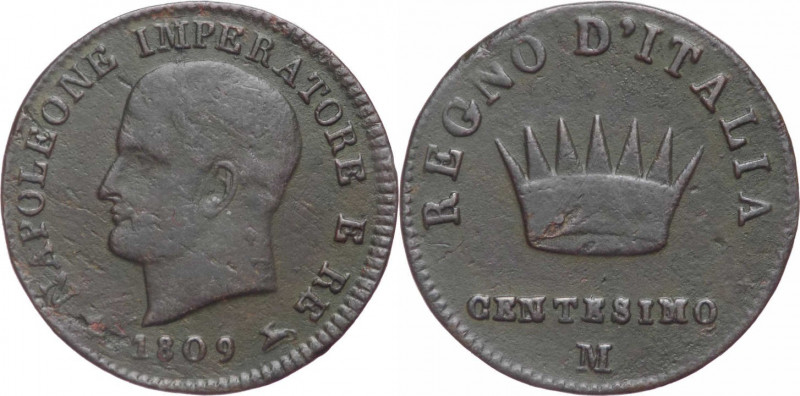 Milano - Napoleone I Re d'Italia (1805-1814) - centesimo 1809 - Pag. 88 - Cu
mB...