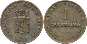 Parma - Ducato di Parma, Piacenza e Guastalla - Maria Luigia d'Austria (1815-1847) 1 Centesimo 1830 - Zecca di Milano - Pagani 16 - 1,80 g - Cu
qSPL...