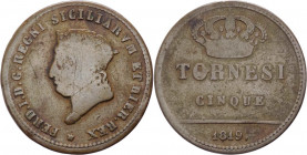 Regno delle due Sicilie - Ferdinando I (1816-1825) - 5 Tornesi 1819 - Gig. 21 - NC - Cu - gr. 15
MB+



SHIPPING ONLY IN ITALY - SPEDIZIONE SOLO ...