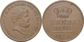 Regno delle due Sicilie - Ferdinando II (1830-1859) - 10 tornesi 1859 - Gig.210 - Ae
SPL



SHIPPING ONLY IN ITALY - SPEDIZIONE SOLO IN ITALIA
