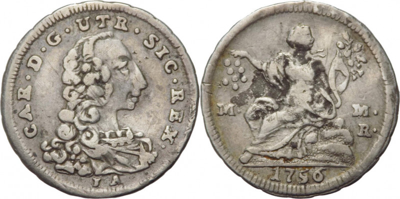 Regno di Napoli - Carlo di Borbone (1734-1759) 5 Grana 1756 - MIR 342/2 - Ag
MB...