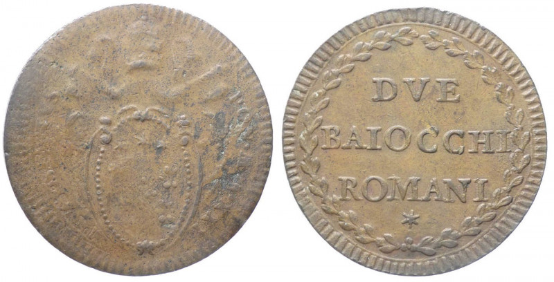 Stato Pontificio - Pio VI, Braschi (1775-1799) - 2 baiocchi romani - A XXI - Mun...