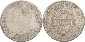 Regno di Sardegna - Carlo Emanuele III (1730-1773) Secondo periodo (1755-1773) Quarto di Scudo nuovo 1765 - MIR 948K - Ag - NON COMUNE (NC)
BB


...