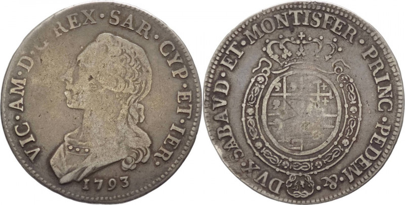 Regno di Sardegna - Vittorio Amedeo III (1773-1796) - mezzo scudo da 3 Lire 1793...