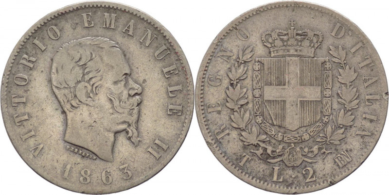 Regno d'Italia - Torino - Vittorio Emanuele II (1861-1878) - 2 lire 1863 "Stemma...