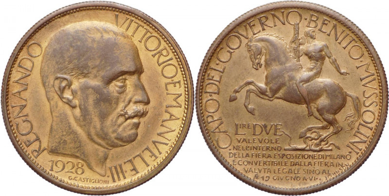 Italia - buono da 2 lire 1928 per la Fiera di Milano - Opus Johnson - Ae dorato...