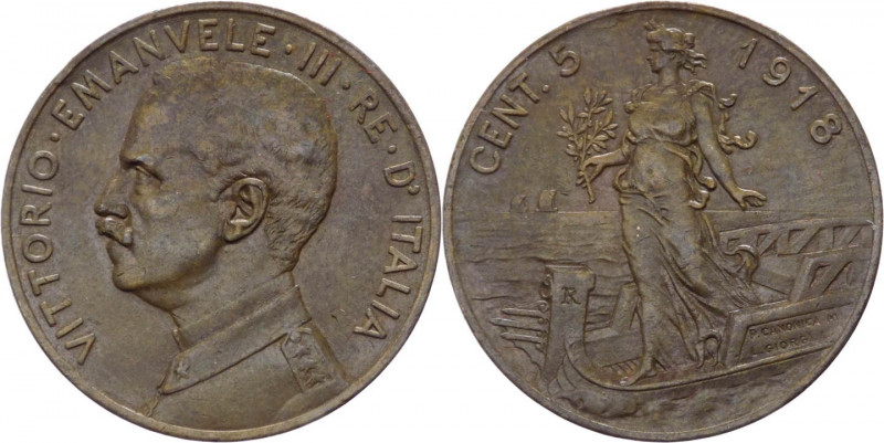 Regno d'Italia - Vittorio Emanuele III (1900-1943) 5 Centesimi "Italia su Prora"...