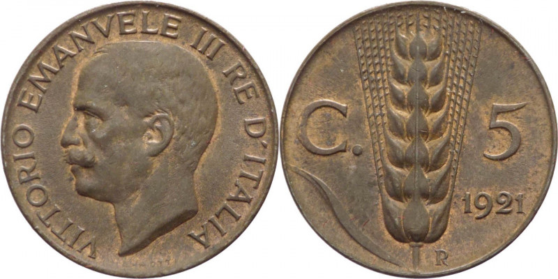 Regno d'Italia - Vittorio Emanuele III (1900-1943) - 5 centesimi "Spiga" 1921 - ...