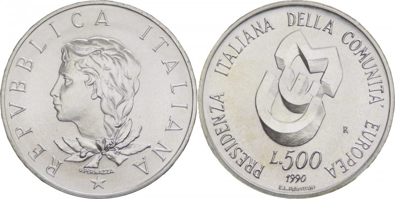 Italia - Moneta da Lire 500 - Anno 1990 - Celebrativa della Presidenza Italiana ...