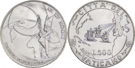 Città del Vaticano - 1992 - Papa Giovanni Paolo II (Karol Woytila), Moneta da Lire 500 Celebrativa del V° Centenario della Scoperta ed Evangelizzaione...