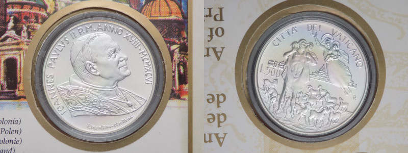 Città del Vaticano - Confezione Filatelico-Numismatica 1996 - Composta da n.3 fr...