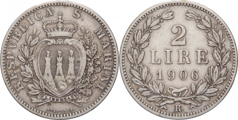 Repubblica di San Marino - Vecchia Monetazione (1864-1938) - 2 lire 1906 - Gig.2...