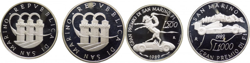 San Marino - Nuova Monetazione (dal 1972) Dittico 500 e 1000 Lire “Gran Premio d...