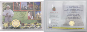 Città del Vaticano - Emissione Filatelico Numismatica contenente francobolli e moneta da due Euro celebrativa dell' 80° Genetliaco di Sua Santità Bene...