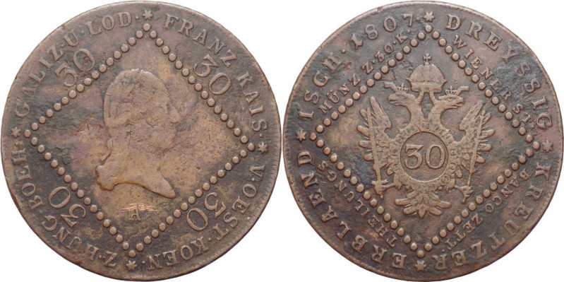 Austria - Francesco II (1792-1835) - 30 Kreuzer 1807 A - KM# 2149 - Ae
BB


...