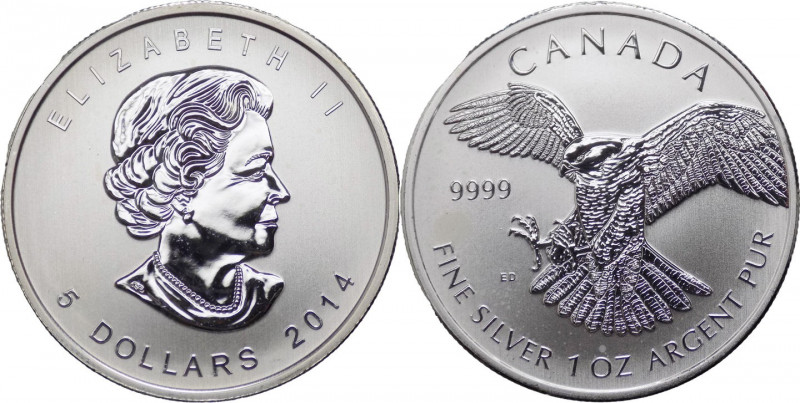 Canada - Elisabetta II (dal 1952) - 5 Dollari (1 Oncia) 2014 "Uccelli rapaci - F...