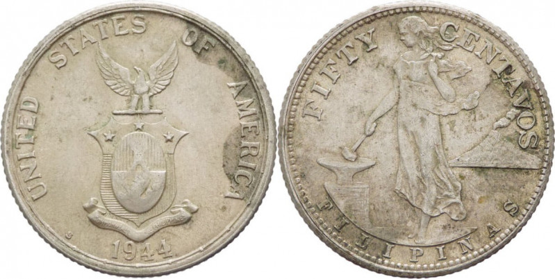 Filippine - Amministrazione Stati Uniti (1903-1945) - 50 Centavos 1944 S - KM 18...