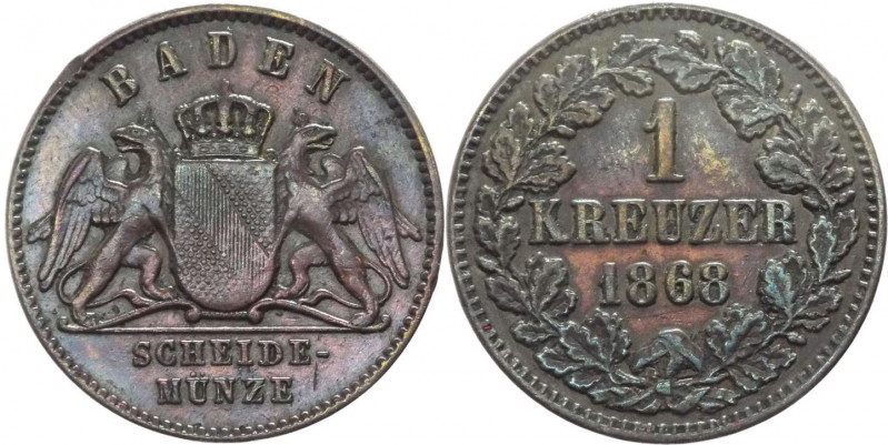 Germania - Granducato di Baden, Federico I (1856-1907) - 1 kreutzer 1868 - KM# 2...