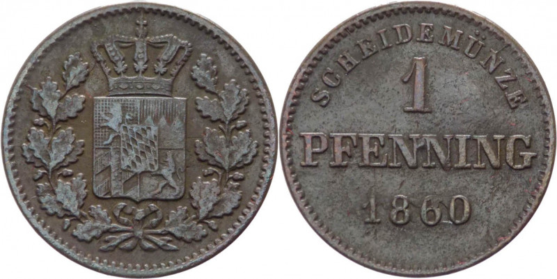 Germania - Regno di Baviera - Massimiliano II (1848-1864) - 1 pfennig 1860 - KM#...