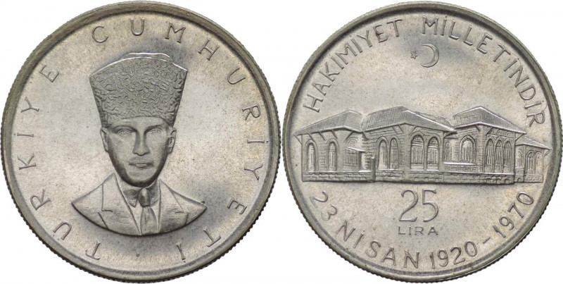 Turchia - repubblica (dal 1923) - 25 lira 1970 "Assemblea Nazionale di Ankara"- ...