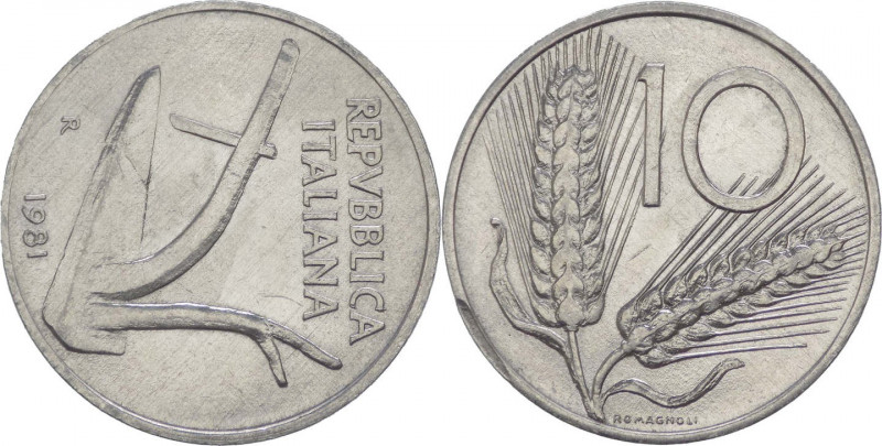 Repubblica Italiana - Monetazione in Lire (1946-2001) 10 Lire "Spiga" 1981 D/Ass...