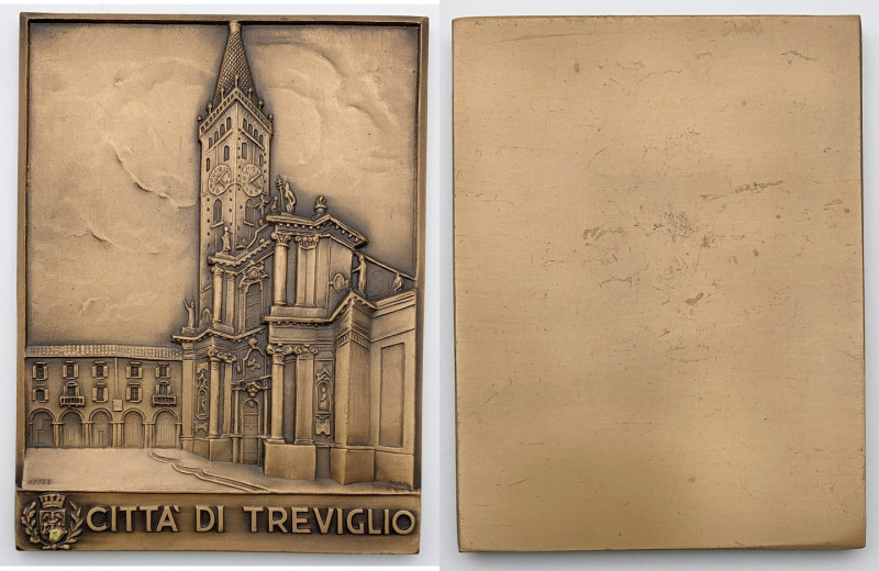 Italia, XX secolo, targa della città di Treviglio; Ae - gr.409,5 - Ø mm87x113
F...