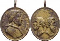 Pio IX , Mastai Ferretti (1846-1878) - medaglia emessa nel 1847 con busto del Papa a destra con mozzetta e stola su un verso e busti di S. Pietro e S....