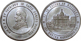 Pio IX, medaglia in metallo bianco, Concilio Ecumenico Vaticano, 1869 - D/ PIO • IX • P • M • ET PATRIBUS IN VATIC • CONCIL • VOCATIS *, entro cerchio...