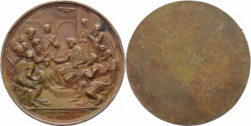 Medaglia uniface emessa nel 1869 commemorativa del XX Concilio Ecumenico (1869-1870) con la rappresentazione di S. Pietro nel tempio seduto tra gli ap...