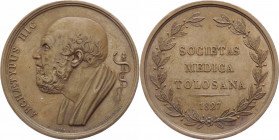Francia - Medaglia della Società Medica di Tolosa 1827 con busto di Ippocrate a d. sul dritto - Incisore Duobois - Opus De Puymaurin - Ae - gr 13,31 -...
