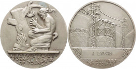 Francia - medaglia per i 25 anni di servizio di J. Losson presso la Società Electricite de France et gaz de France - opus Dropsy - Ag? - gr.69,52 - Ø ...