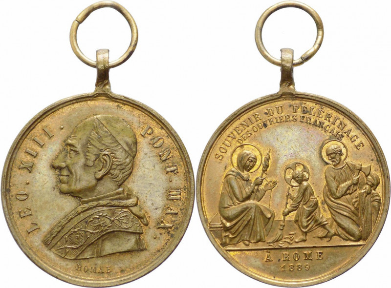 Francia - Leone XIII, Pecci (1878-1903) - medaglia emessa per il pellegrinaggio ...