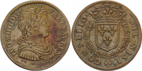 Francia - Luigi XIV (1643-1715) gettone - D/ LVD XIIII D . G . F . ET . NAV . REX. - Busto a destra - R/ NILNISI CONSILIO - stemma di Francia - Ae - g...