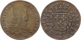 Francia - Luigi XIV (1643-1715) gettone - D/ LVD XIIII . D.G. FR. ET. NAVA. REX. - Busto a destra - R/ NILNISI CONSILIO - stemma di Francia - Ae - gr....