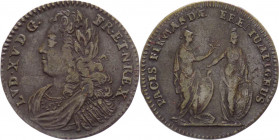 Francia - Luigi XV (1715-1774) gettone post 1719 - D/LVD·XV·D·G·FR·ET·NAV·REX. - busto laureato in abiti militari classicheggianti a sinistra - R/ PAC...