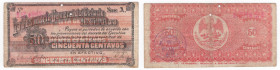 Messico - Periodo della rivoluzione (1910-1917) - Stato di Sinaloa - 50 centavos - emissione del 25.02.1914 - Nota: Presenza di due fori
mBB



S...