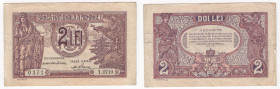 Romania - Regno di Romania - Carol II (1930-1940) - 2 lei - emissione del 1940 - stampa viola scuro su sottstampa rossa - N°serie: 0371 I. 0719 - Pick...