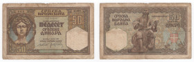 Serbia - Occupazione Tedesca (1941-1944) 50 Dinara emissione del 1941 ; Pieghe e Strappi
qBB



SHIPPING ONLY IN ITALY - SPEDIZIONE SOLO IN ITALI...