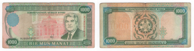 Turkmenistan - 1000 Manat “Saparmyrat Nyýazow (Türkmenbaşy) emissione del 1995 -...