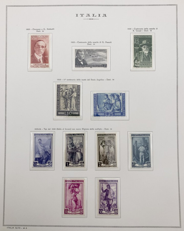Foglio Marini Raccolta serie completa di francobolli Italia - foglio XLVII n.46a...