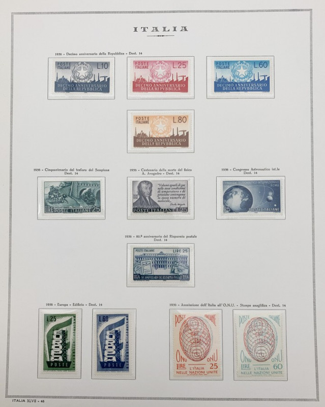Foglio Marini Raccolta serie completa di francobolli Italia - foglio XLVII n.48...