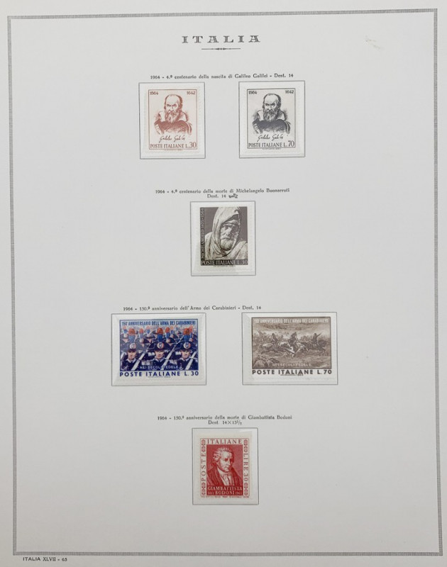 Foglio Marini Raccolta serie completa di francobolli Italia - foglio XLVII n.65...