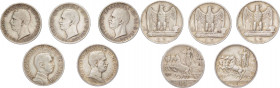 Regno d’Italia - Vittorio Emanuele III (1900-1943) Lotto n.5 monete composto da n.2 1 Lira “Quadriga Veloce” 1913 - 1 Lira “Quadriga Briosa” 1917 - n....